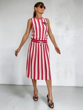 Moschino Love Moschino Knit Midi Dress 38 US 2 Pink Striped NEW